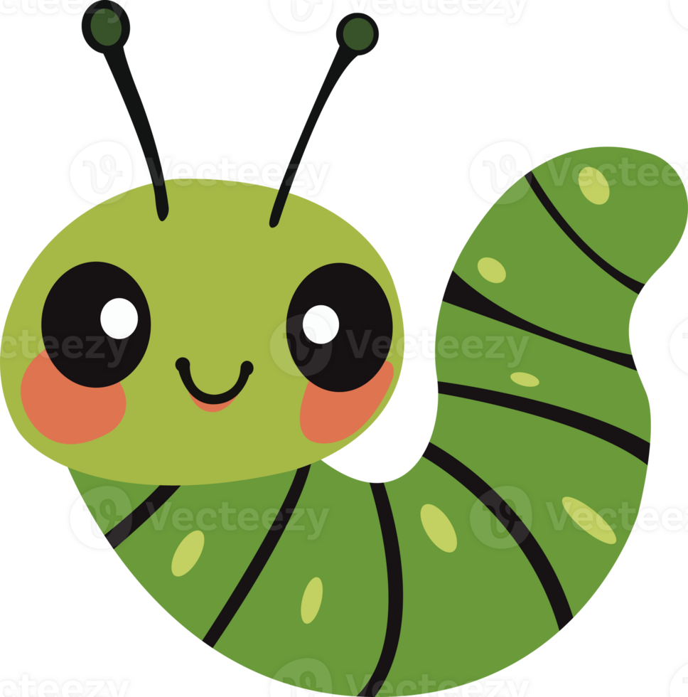 cartoon caterpillar with eyes and mouth png