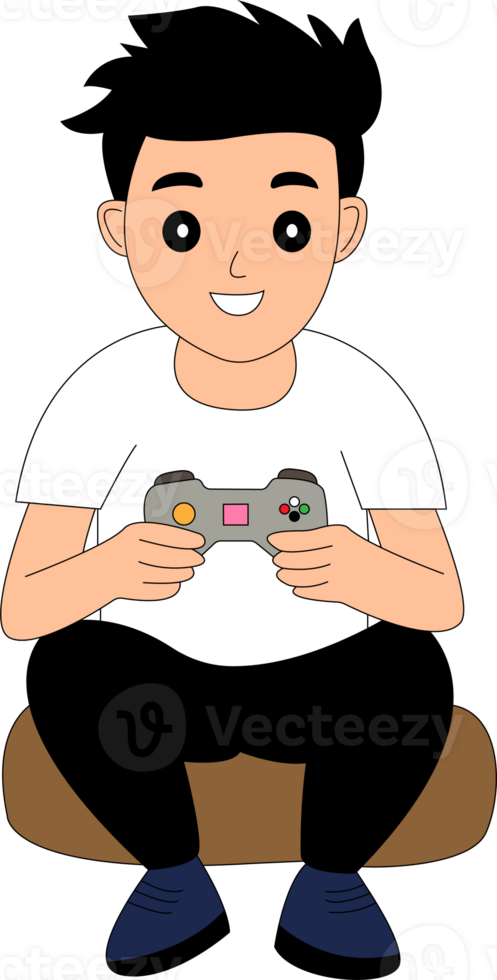 a cartoon boy playing game illustration png