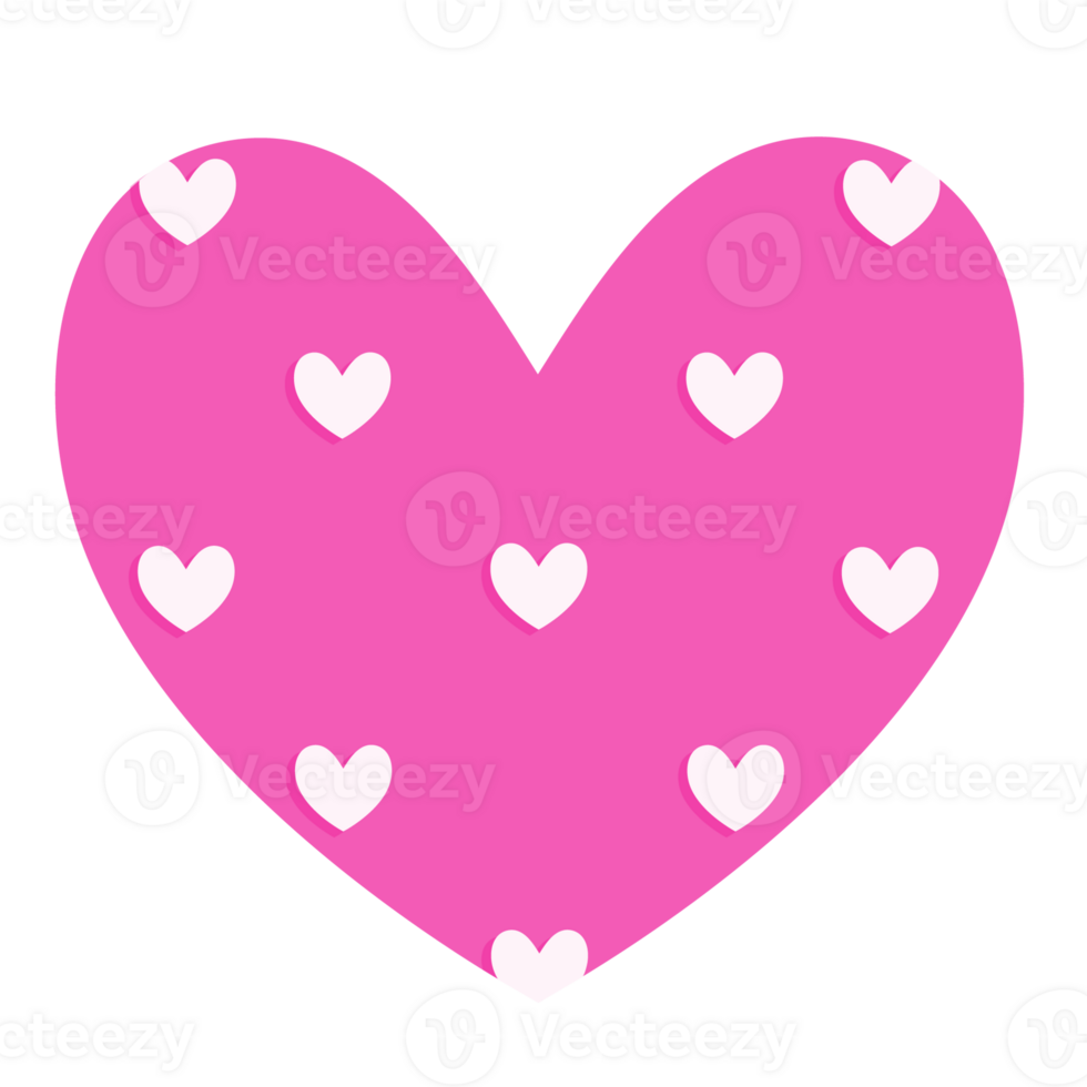 Simple cartoon image of a dark pink heart with a small white heart pattern inside. png