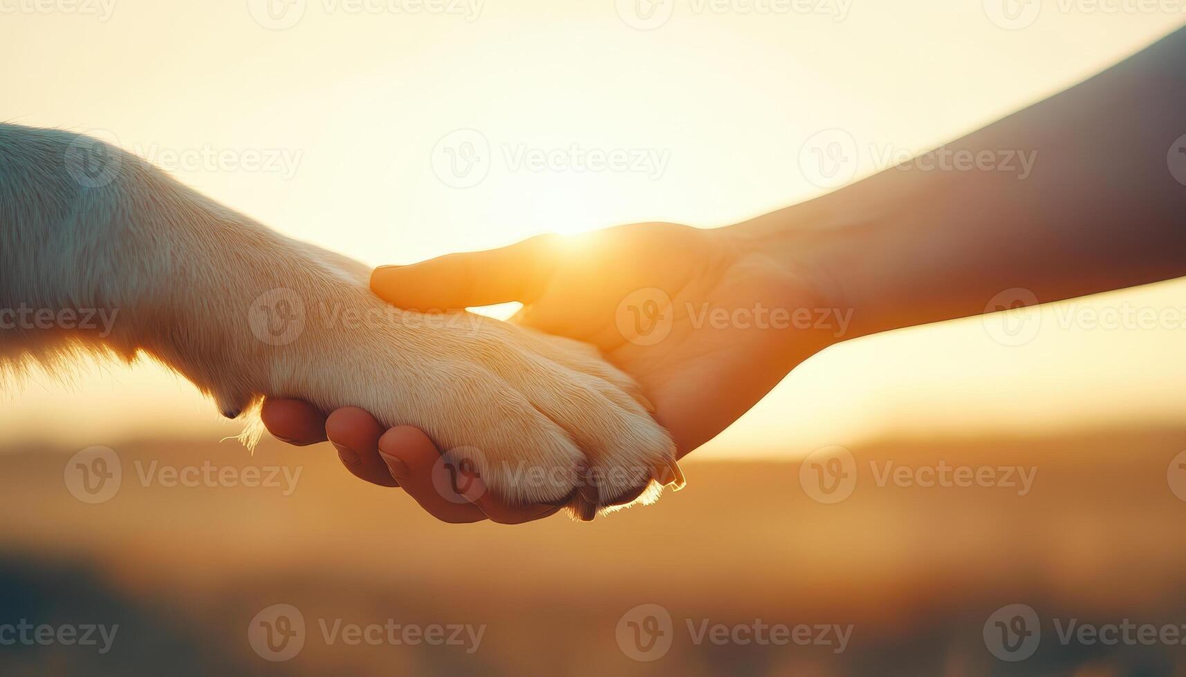 touching moment of connection between dog and human hand, symbolizing love and companionship photo