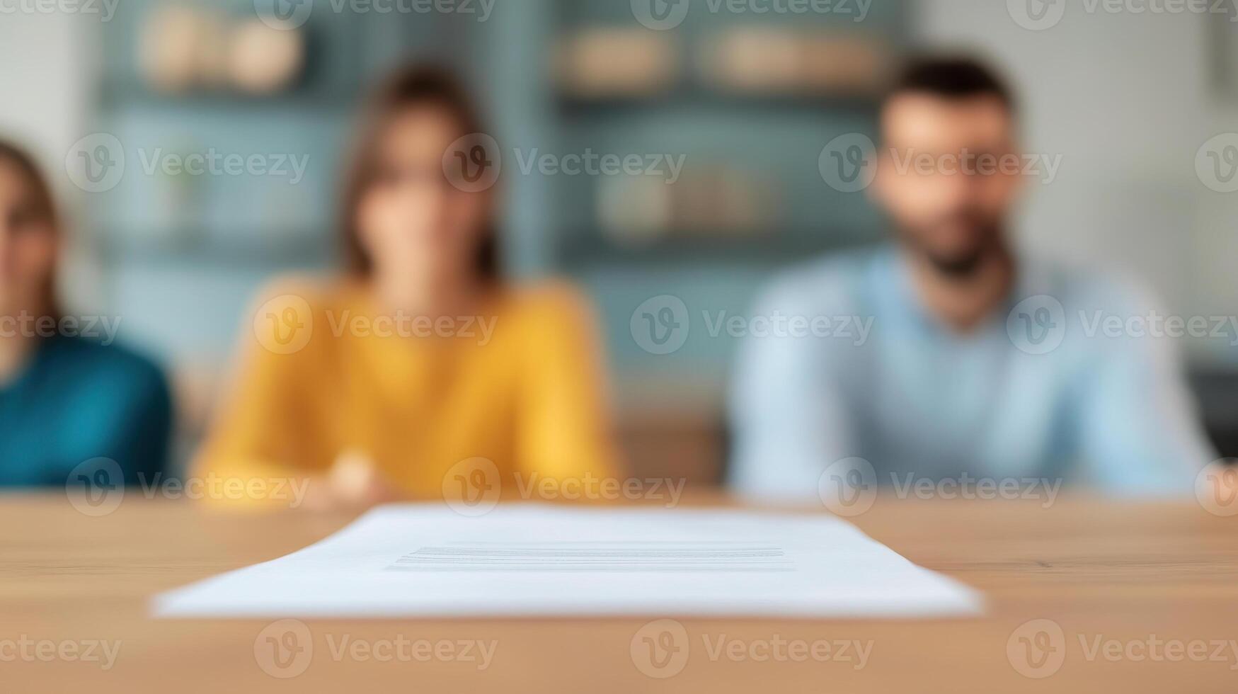 Organizing paperwork related to property, family collaborates in modern setting photo
