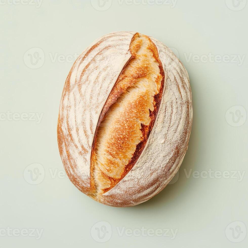Fresh artisan bread with crusty texture and golden brown crust photo