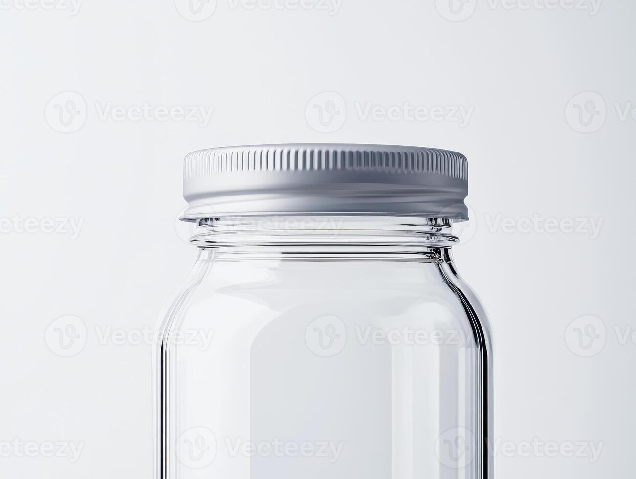 clear glass jar with silver metal lid, showcasing food safety features and modern design photo