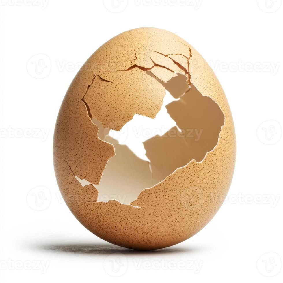 cracked egg shell fragment showcasing intricate textures and patterns, symbolizing new beginnings and potential photo