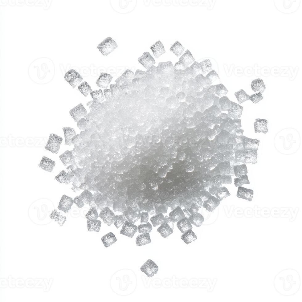 close up view of sugar granules showcasing their crystalline texture and shine. This captures essence of sweetness and purity photo