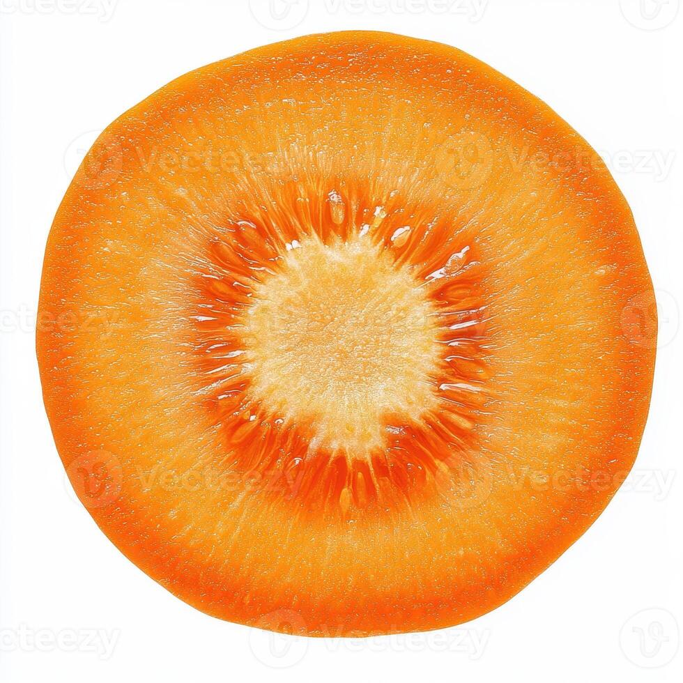 Fresh carrot slice, vibrant orange color, macro close up, healthy food photo