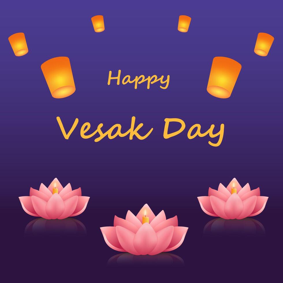 Vesak Day creative concept for postcard . Vesak Day is a holy day for Buddhists. vector