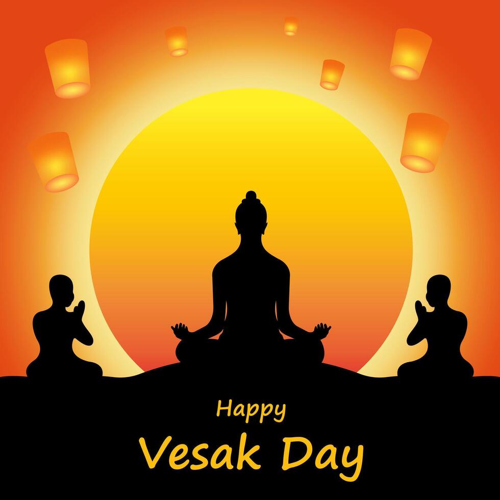 Vesak Day illustration for social media post design template. Vesak Day creative concept vector