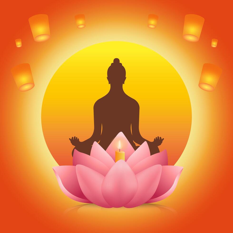 Vesak Day illustration for social media post design template vector