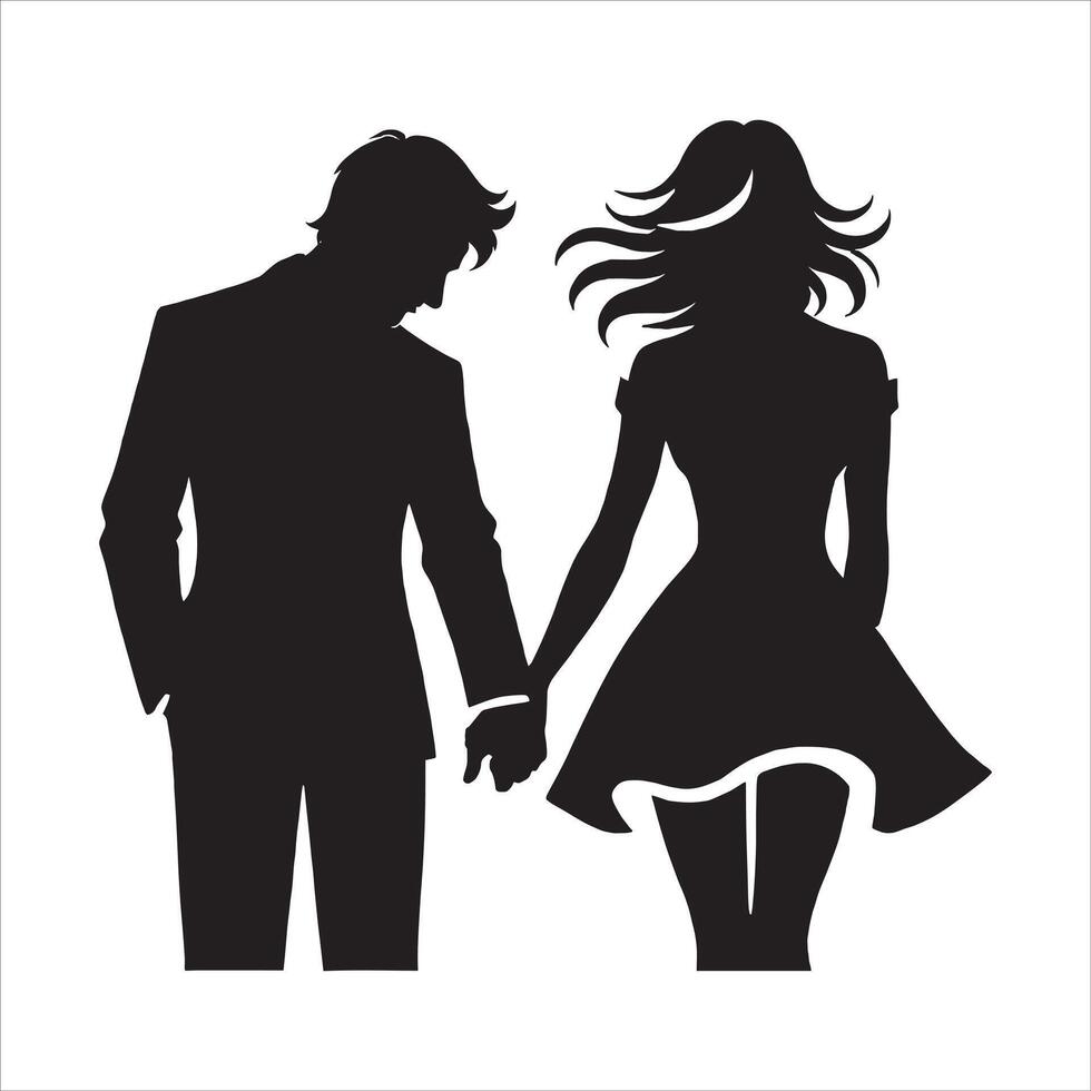 Happy Valentine's Day Free Clipart of Romantic Couple Proposal Poses with Hugging and Kissing Bride and Groom Silhouette vector