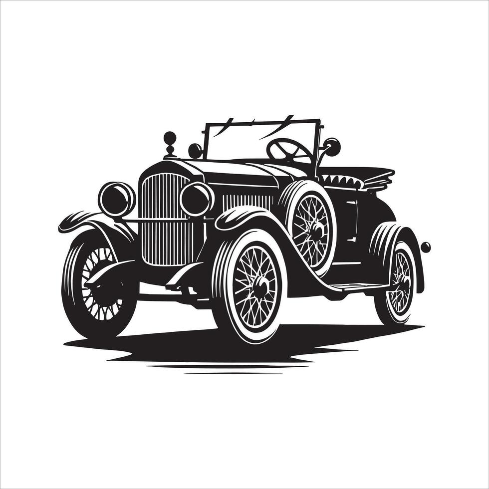 Timeless Vintage Style Muscle Car Silhouette Icon for American Classic Cruisers with Retro Old Car Illustration and Monochrome Lowrider Auto vector