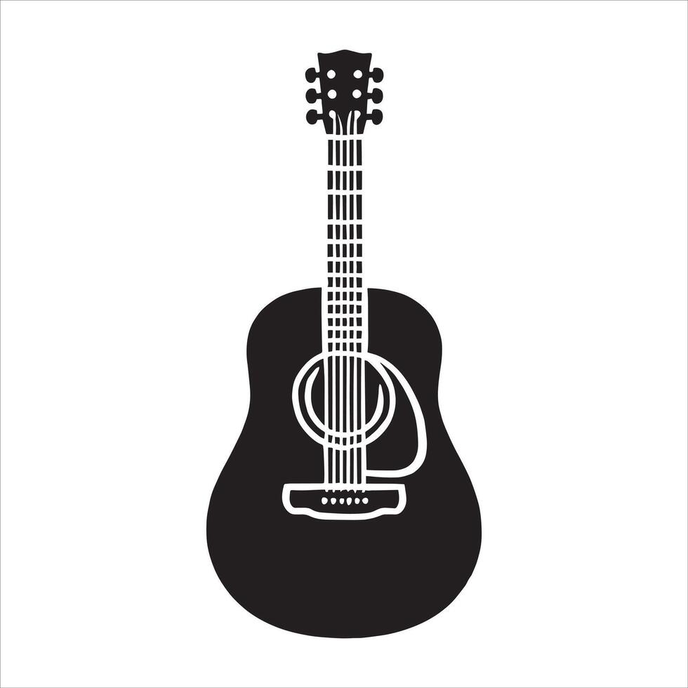 Detailed Electric Guitar Silhouette Illustration for Heavy Rock Musicians and Acoustic Music Lovers vector