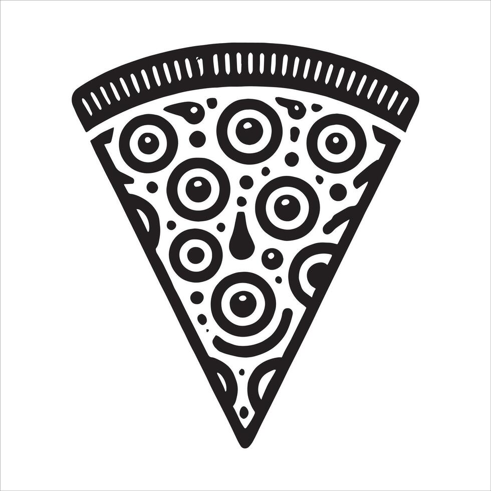 Tempting Pizza Silhouette of Vegan Cheese Slice and Pepperoni Piece Perfect for Pizzeria Menu Design vector