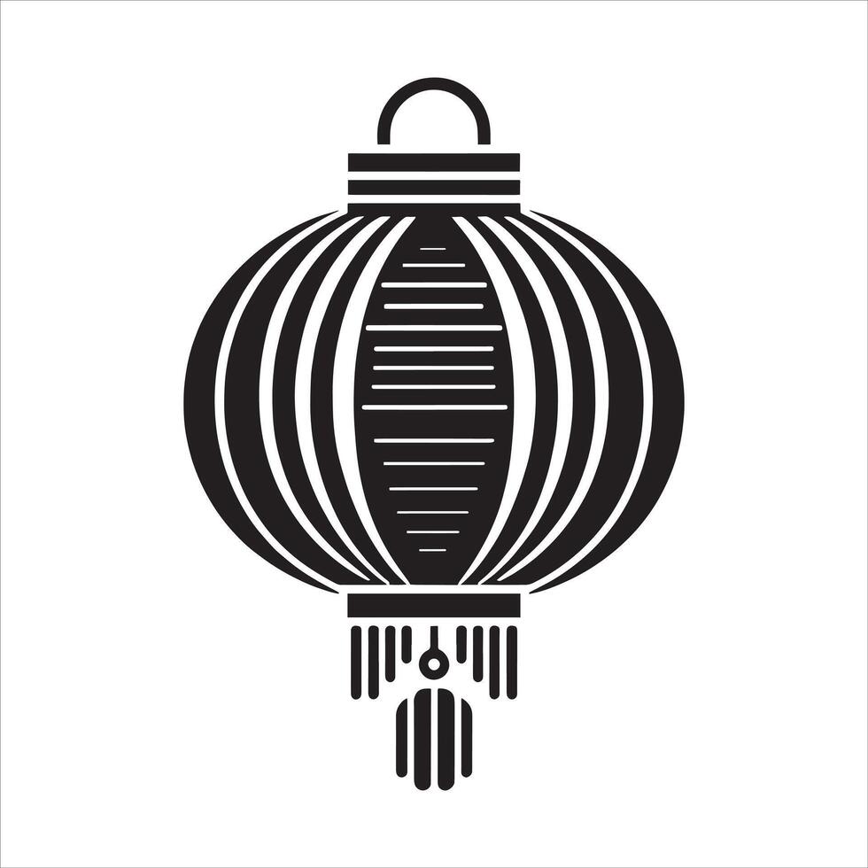Black Traditional Chinese Lantern with Fortune and Japan Lantern Concept for Lunar New Year Free Silhouette Illustration vector