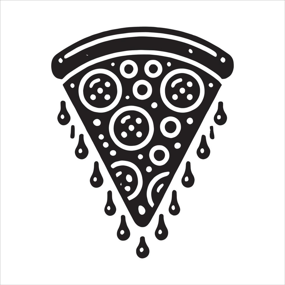 Fast Food Pizzeria Pizza Icon Featuring Vegan Slice with Cheese and Pepperoni for Restaurant Menu Design vector