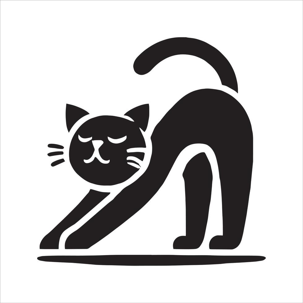 Cute Cat Silhouette with Feline Pet, Kitty Sticker Art, and Cat Breed Symbol for Wild Animal Design vector