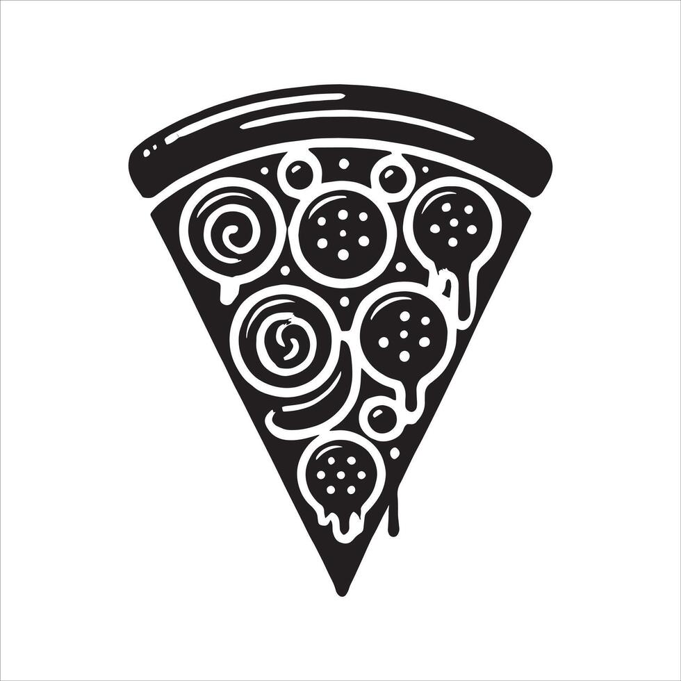 Pizza Silhouette Vegan Pizza Slice Tempting Cheese Piece Icon for Restaurant Menu and Fast Food Pizzeria Design vector