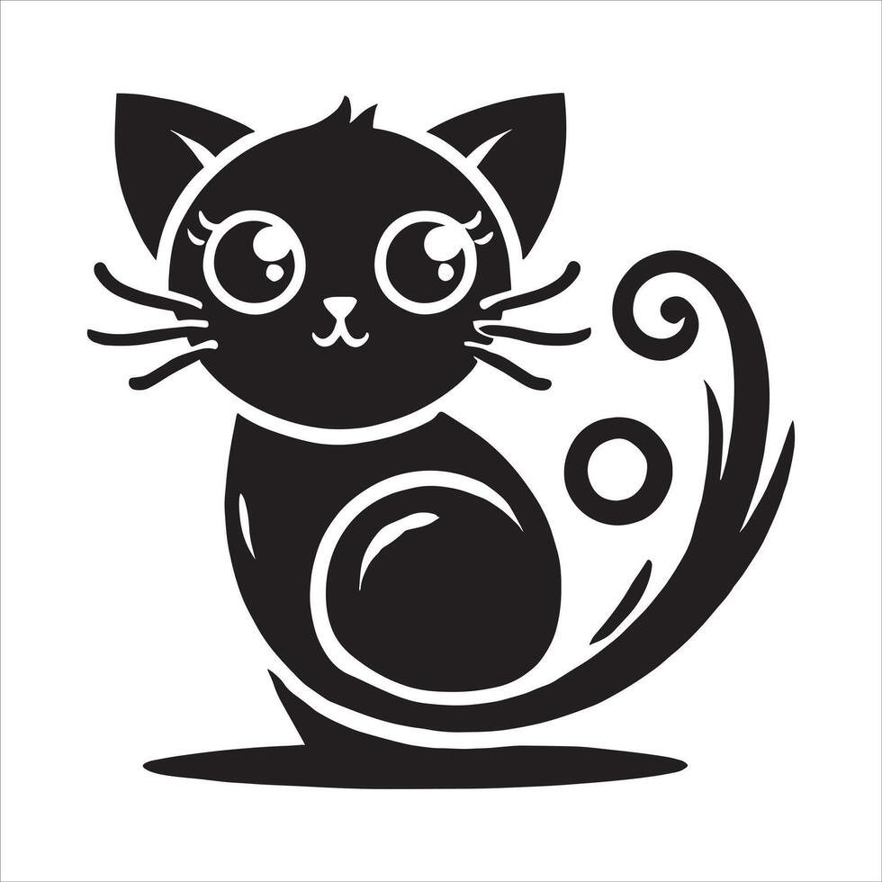 Feline Pet and Wild Animal Silhouette Free Illustration with Cute Cat, Kitty Art, and Cat Breed Symbol for Stickers vector