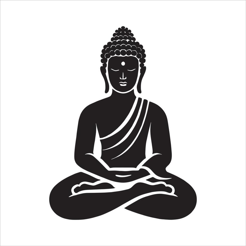 Peaceful Silhouette of Divine Wisdom Buddha for Asalha Puja Abhidhamma Day and Buddha Jayanti Festivals Concept Free Illustration vector