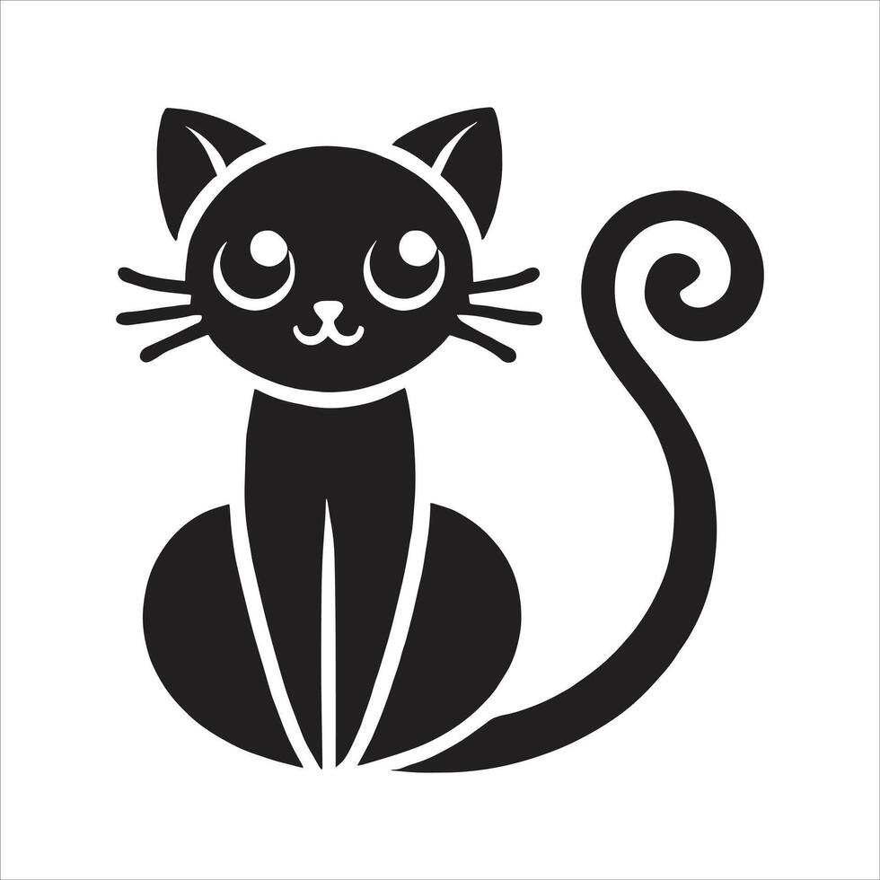 Feline Pet Art of Cute Cat and Kitty Silhouette Free Illustration for Stickers, Icons, and Cat Breed Symbol Design vector