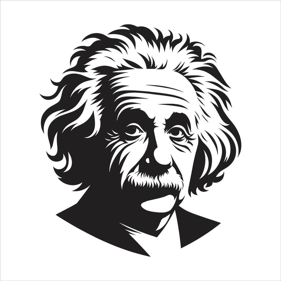 Albert einstein, the famous scientist, is shown in a black and white silhouette vector