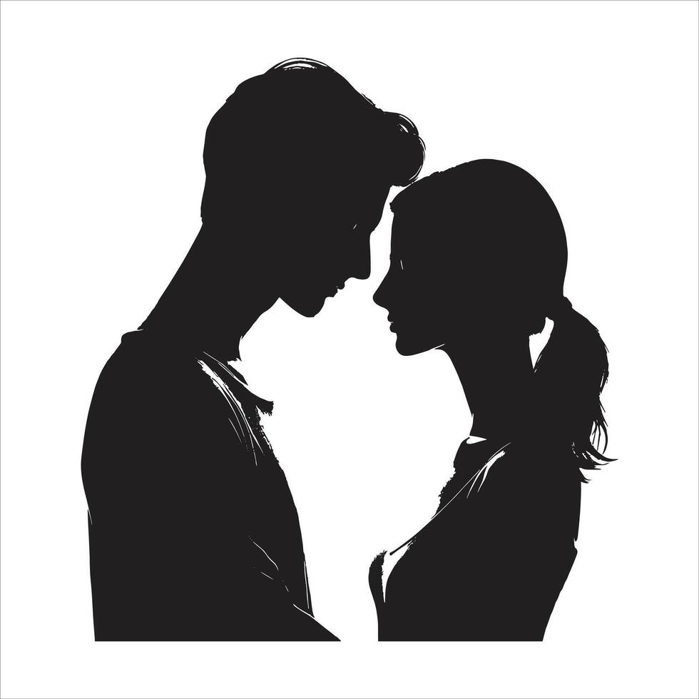 Romantic Couple Silhouette Proposal Poses with Bride and Groom Hugging and Kissing for Happy Valentine's Day Free Illustration couple in love vector
