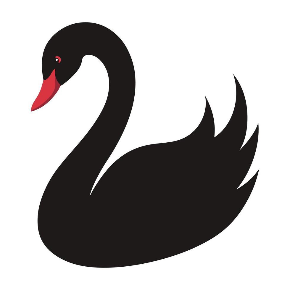 black swan silhouette illustration on white background vector