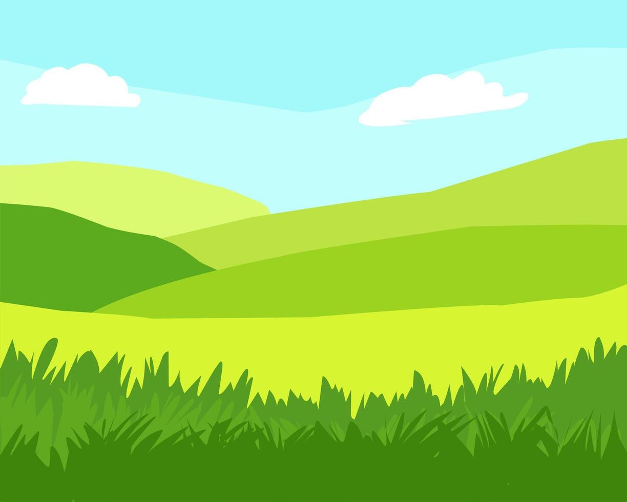 landscape with green grass and sky vector