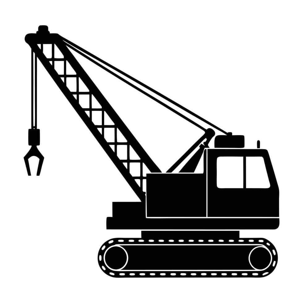 a black and white silhouette of a crane. vector