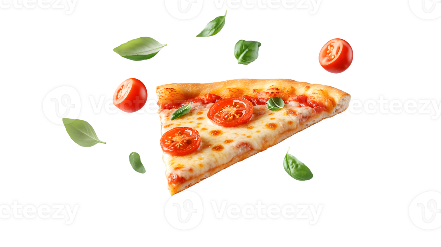 Pizza Slice with Cherry Tomatoes and Basil png