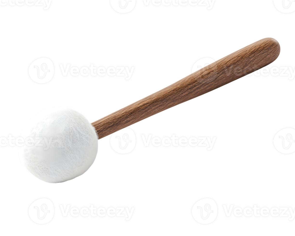 Mallet with White Yarn Head and Wooden Handle png