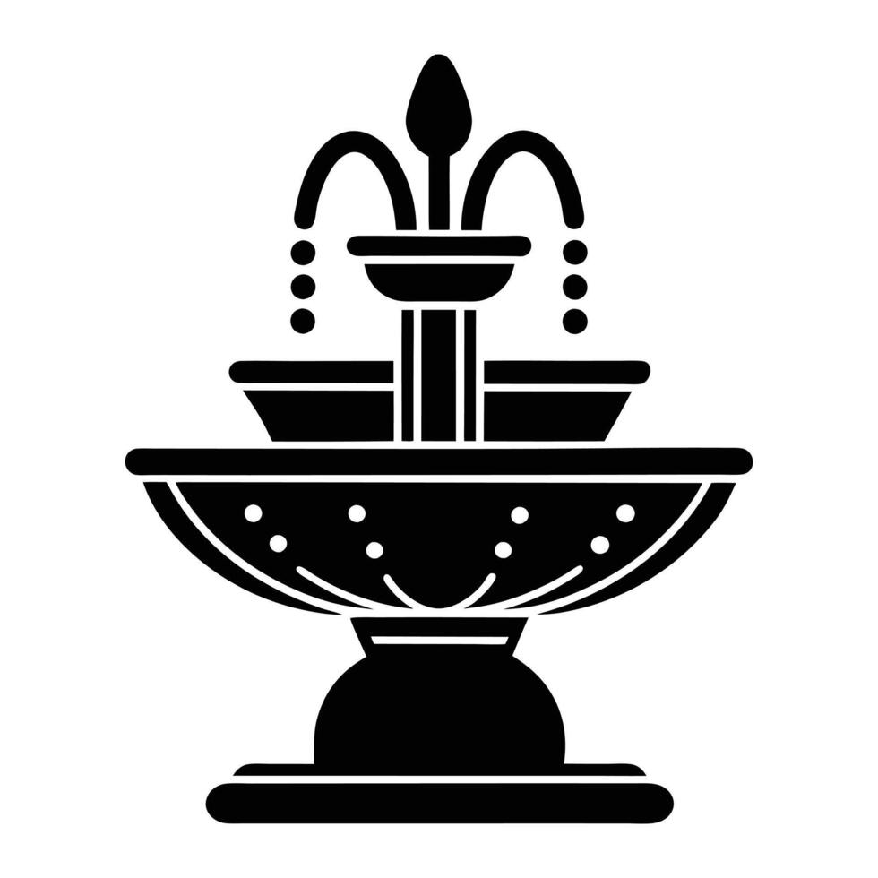a black and white of a fountain vector