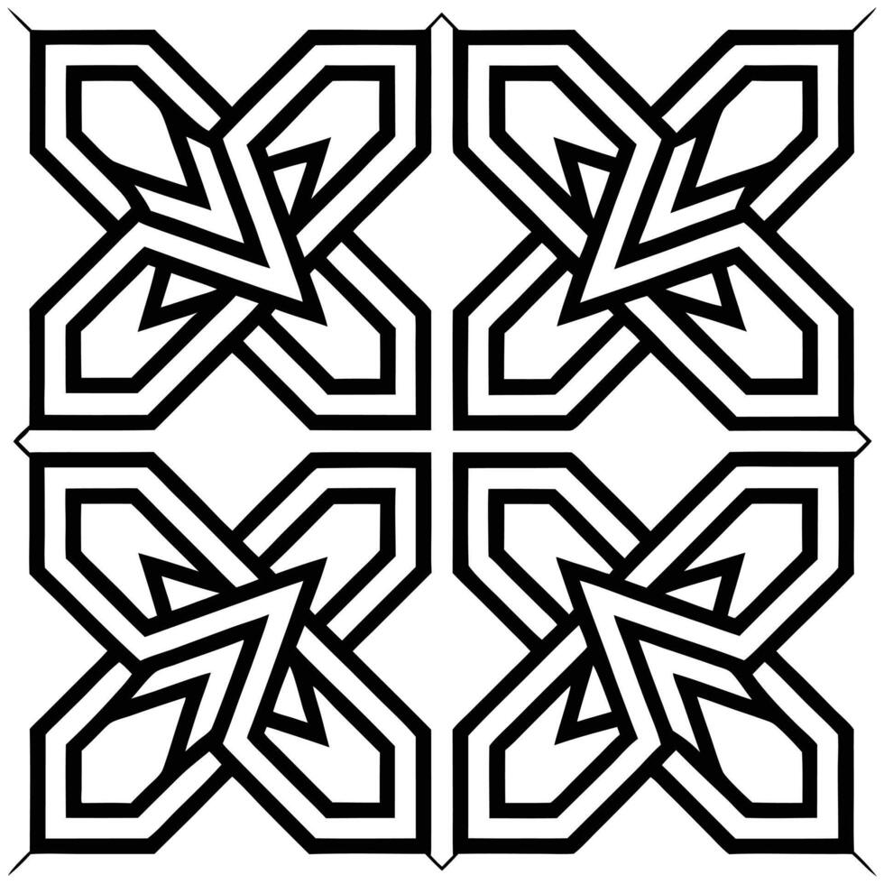 a black and white geometric pattern with four lines vector