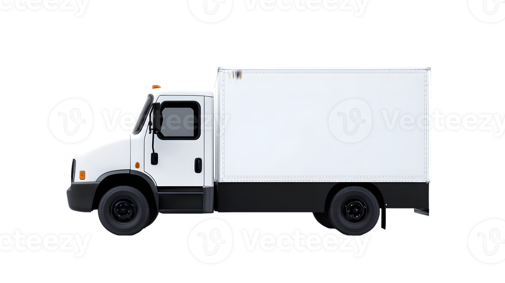 Side Profile of a White Box Truck png
