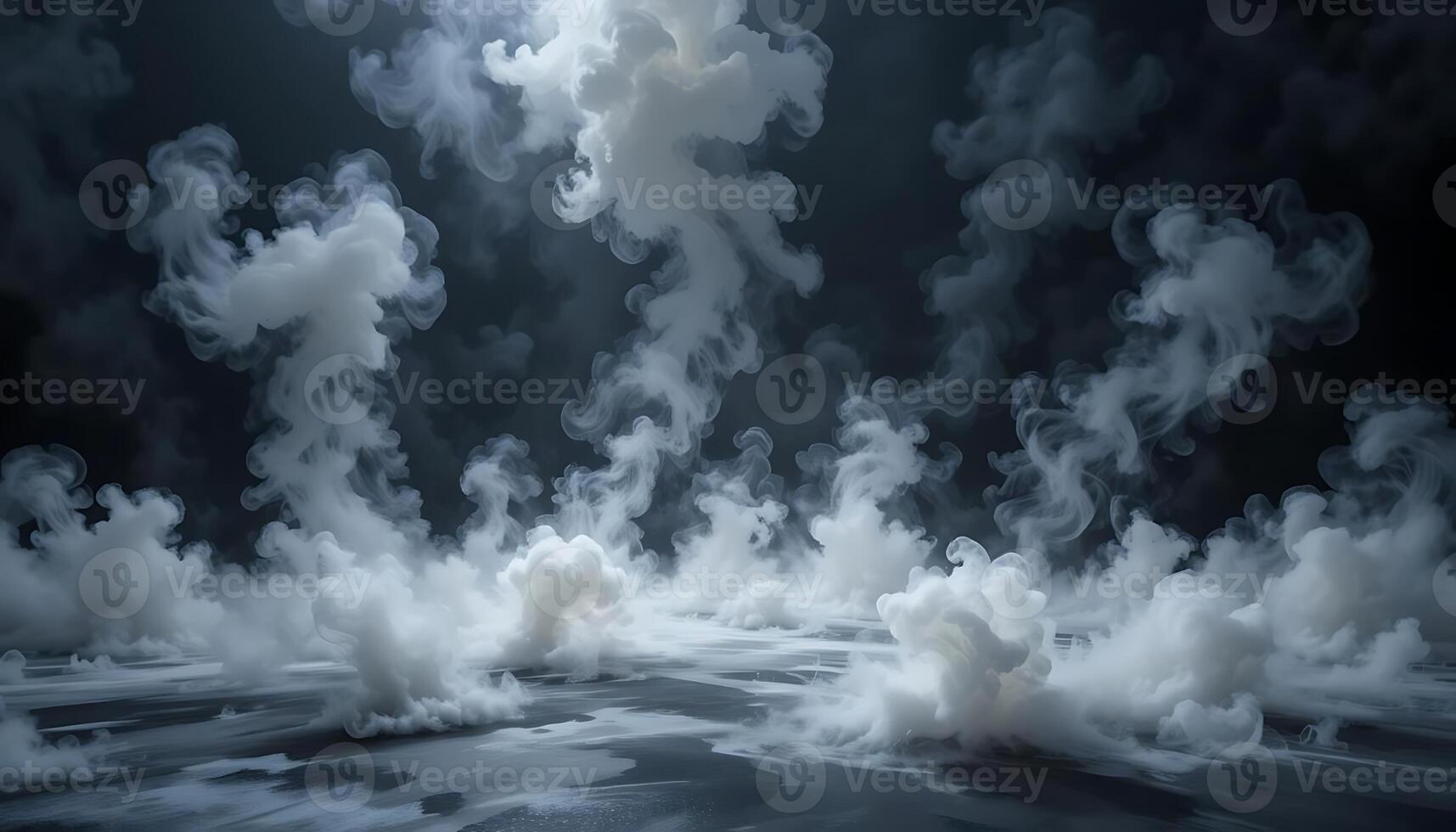 Surreal Dry Ice Smoke Clouds Fog Rising on Black photo