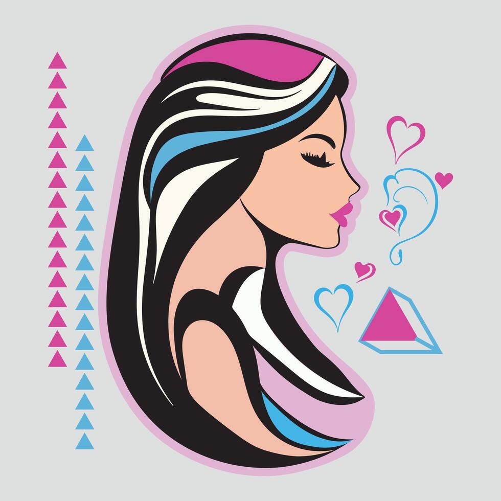 Stylish Portrait of a Woman Relaxing in Romantic Style Artwork vector