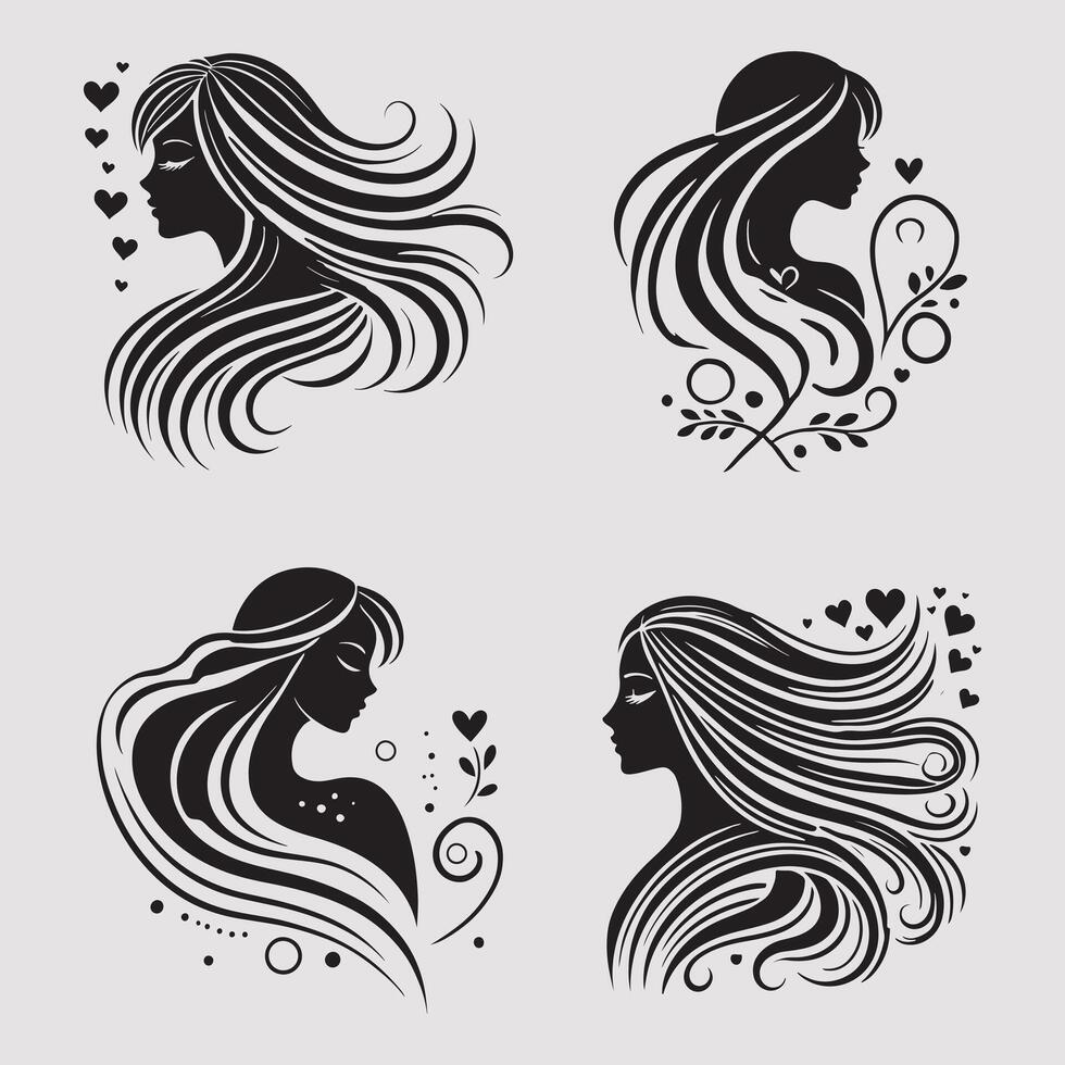 Artistic Female Profile with a Touch of Nature vector
