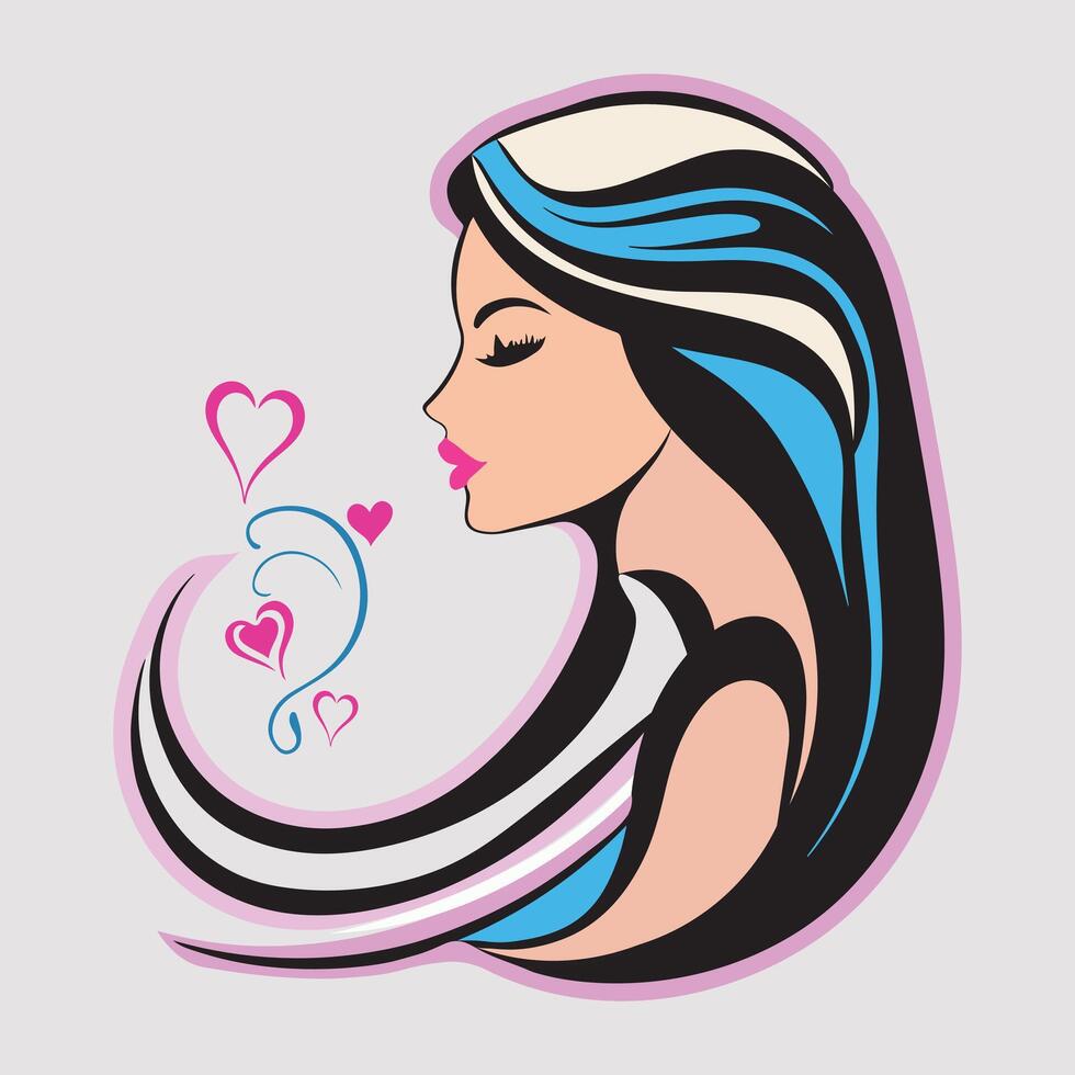 Love in the Art of a Woman Relaxing in Romantic Style Artwork vector