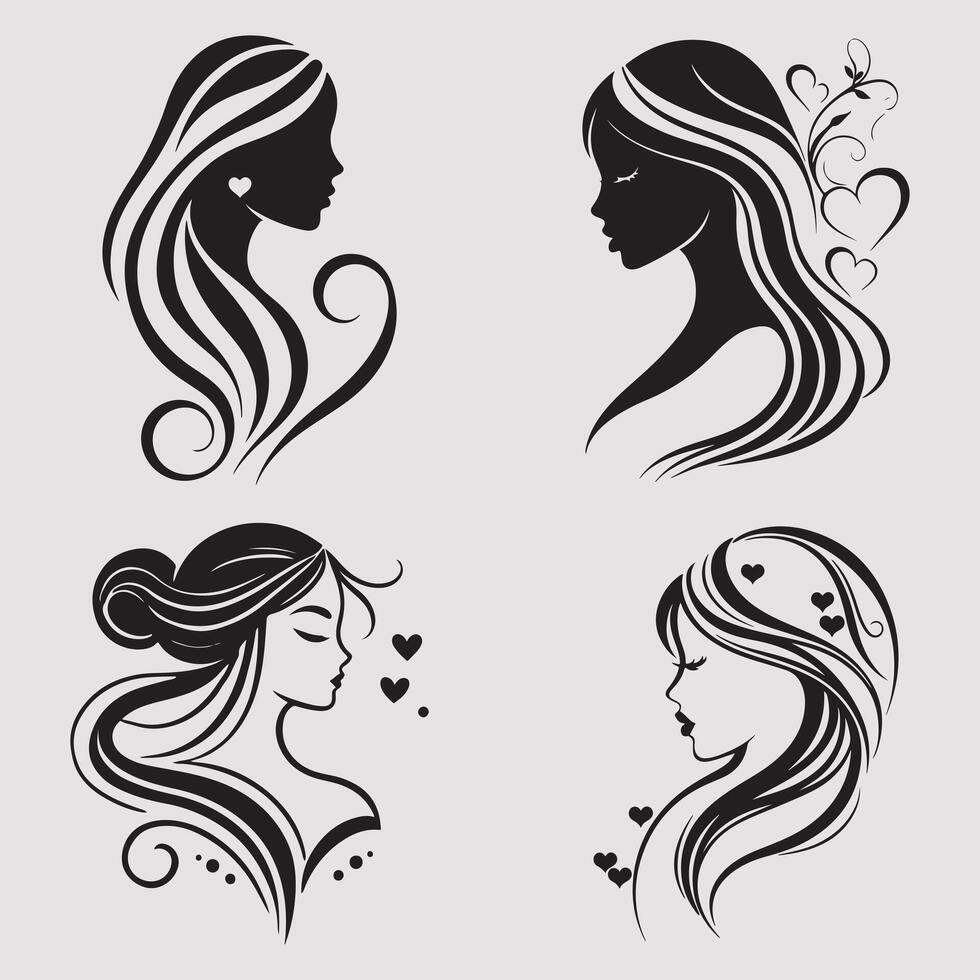 Abstract Woman with Floral and Geometric Features vector