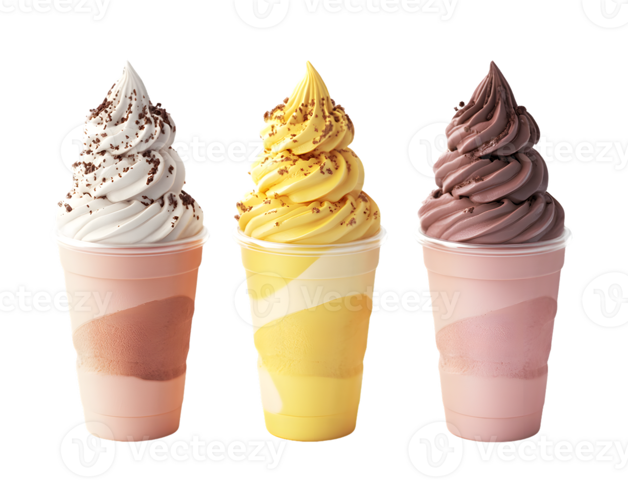 Three Flavors of Layered Frozen Dessert Cups png