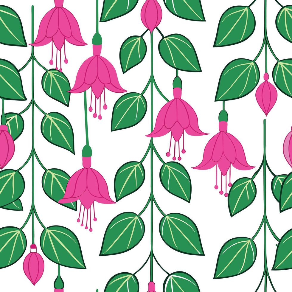 Vibrant Pink Fuchsia Floral Pattern Seamless Design vector