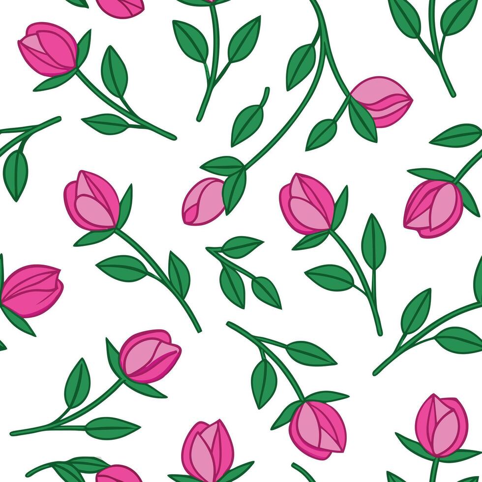 Pink Flower Seamless Pattern Elegant Floral Design Background vector