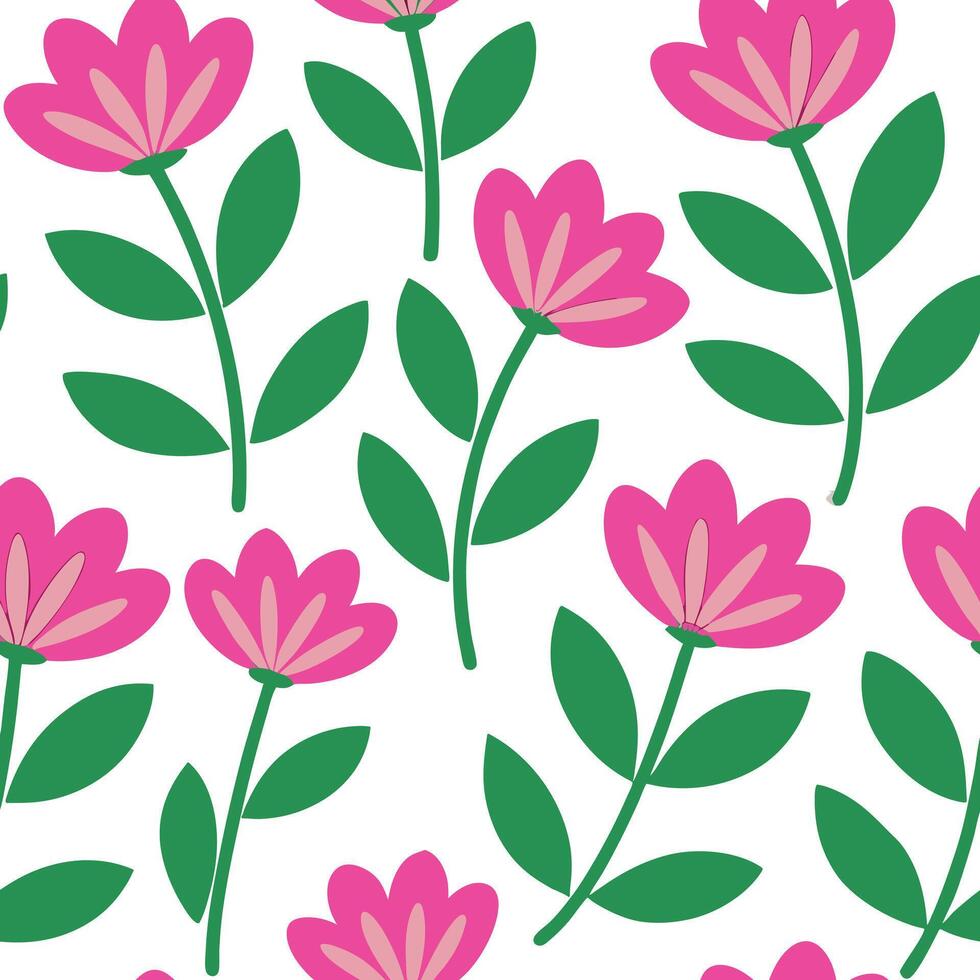 Seamless Pink Flower Pattern Spring Floral Design Background vector