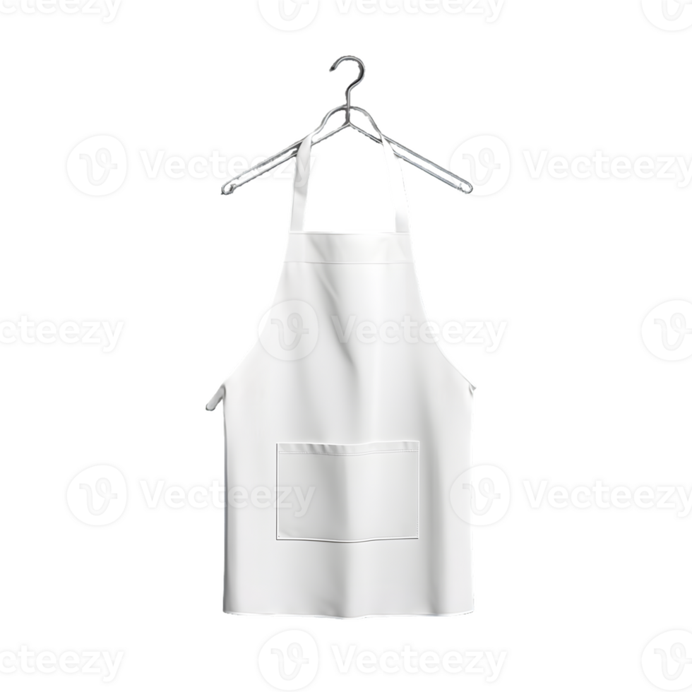 White Apron Hanging on Silver Hanger png
