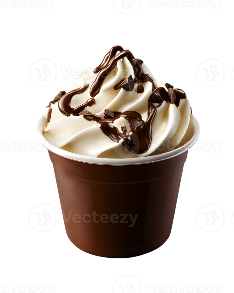 Vanilla Frozen Dessert with Chocolate Sauce and Chips png