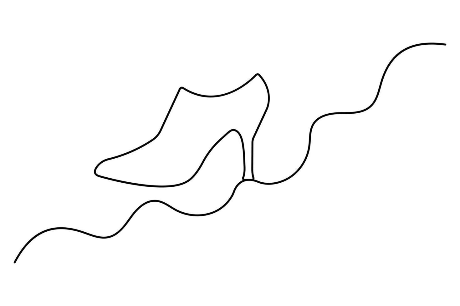 Shoe single continuous one line drawing of isolated outline illustration vector