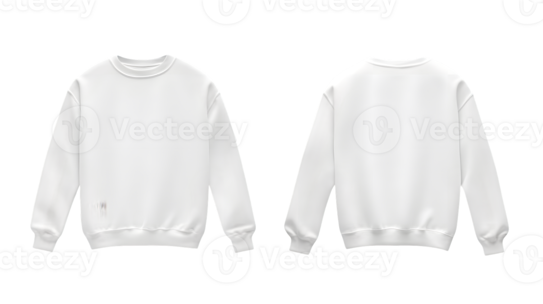 Front and Back View of White Crewneck Sweatshirt png