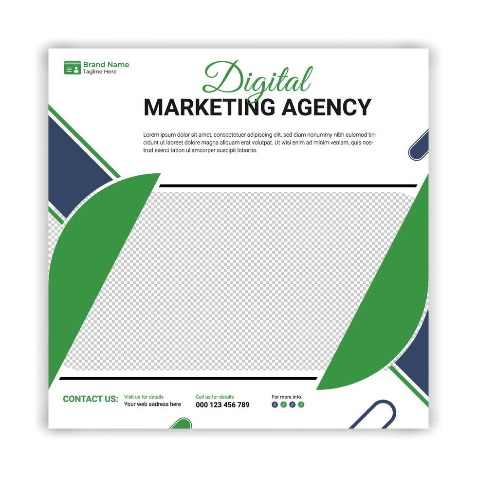 Digital marketing agency social media post or web banner design, social media flyer template vector