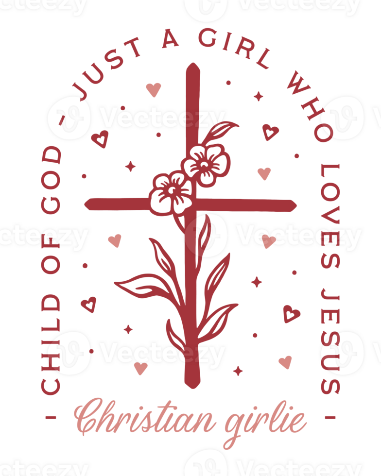 Just a girl who loves Jesus Christian single women funny quotes child of god shirt design Valentine's Day printable card floral cross girly pink red coquette aesthetic drawing transparent background png