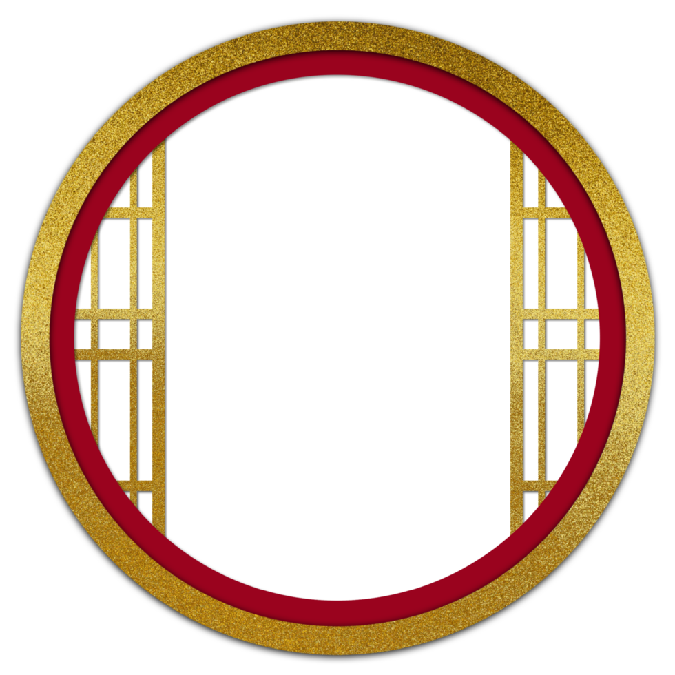 Golden Circular Frame with Chinese New Year Elements png